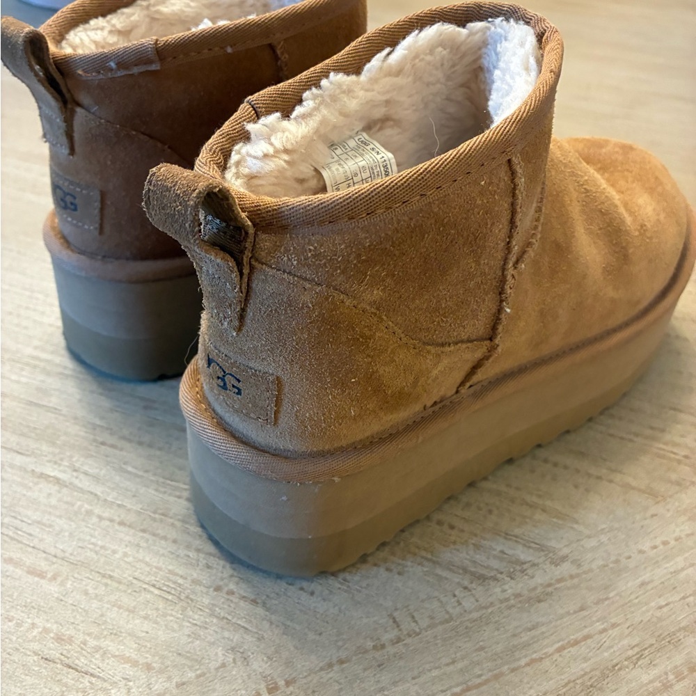 UGG Tan Suede Platform Ankle Boots